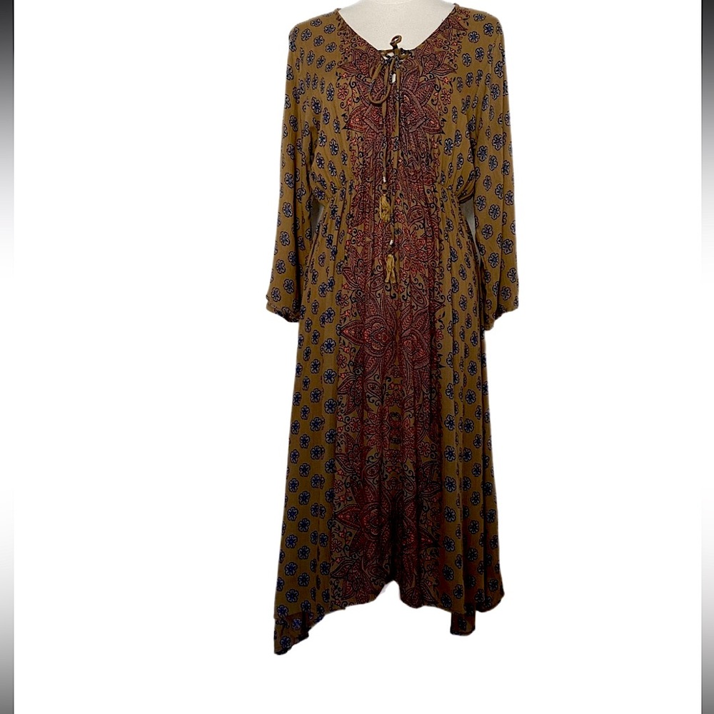 Nostalgia Multicolored Floral Cottage Prairie Peasant Boho Dress